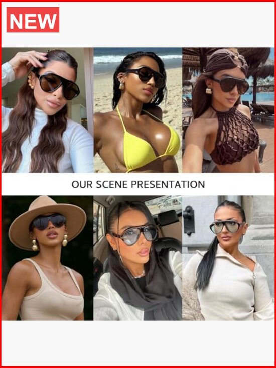 Oversized Retro Aviator Sunglasses with UV400 Protection for Women main image 5